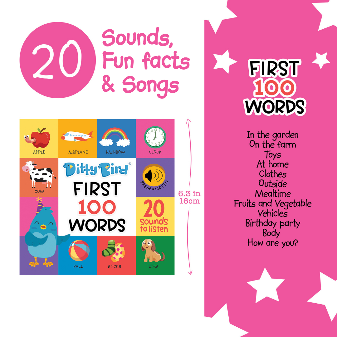 Ditty Bird Baby Sound Educational Book: First 100 Words