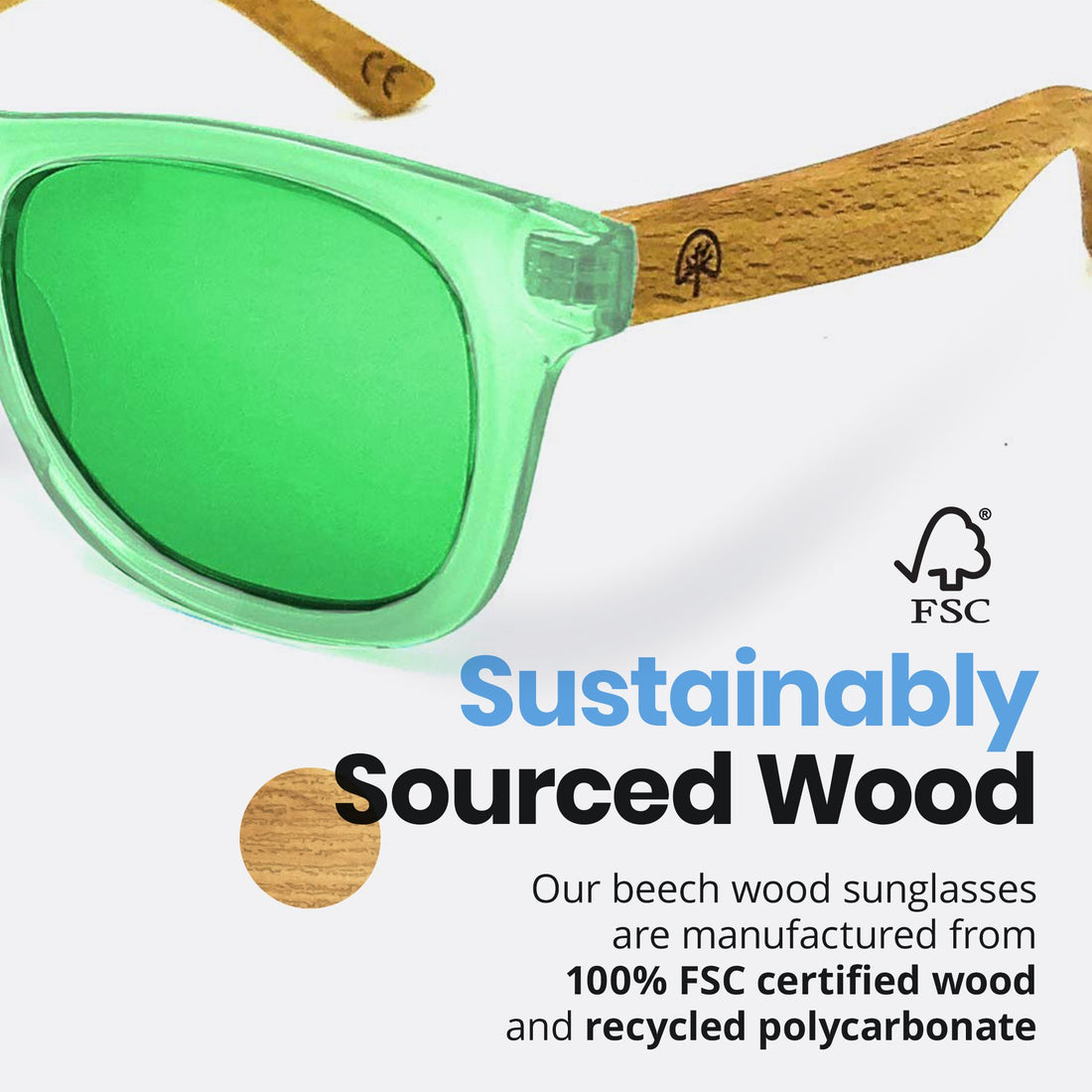 Kids Beech Wood Sunglasses - Green