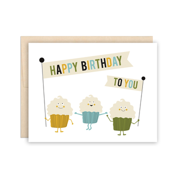Happy Birthday Cute Cupcake Parade Card