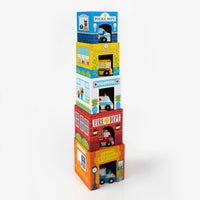 stackables nested cardboard toys and cars set - busy city
