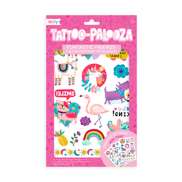 tattoo-palooza temporary tattoos - funtastic friends - 3 sheets