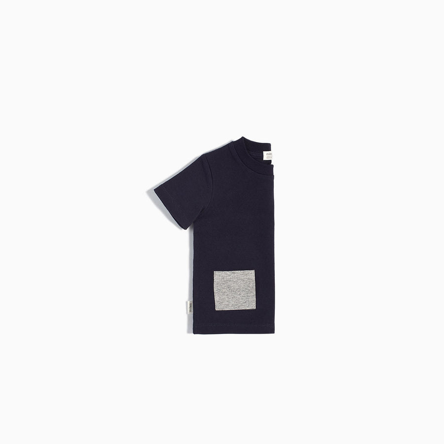 "MILES BASIC" NAVY T-SHIRT WITH CONTRASTING PATCH POCKET