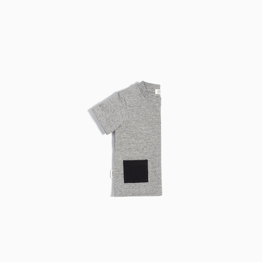 "MILES BASIC" HEATHER GREY T-SHIRT WITH CONTRASTING PATCH POCKET