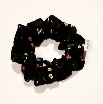 The Black Floral Scrunchie