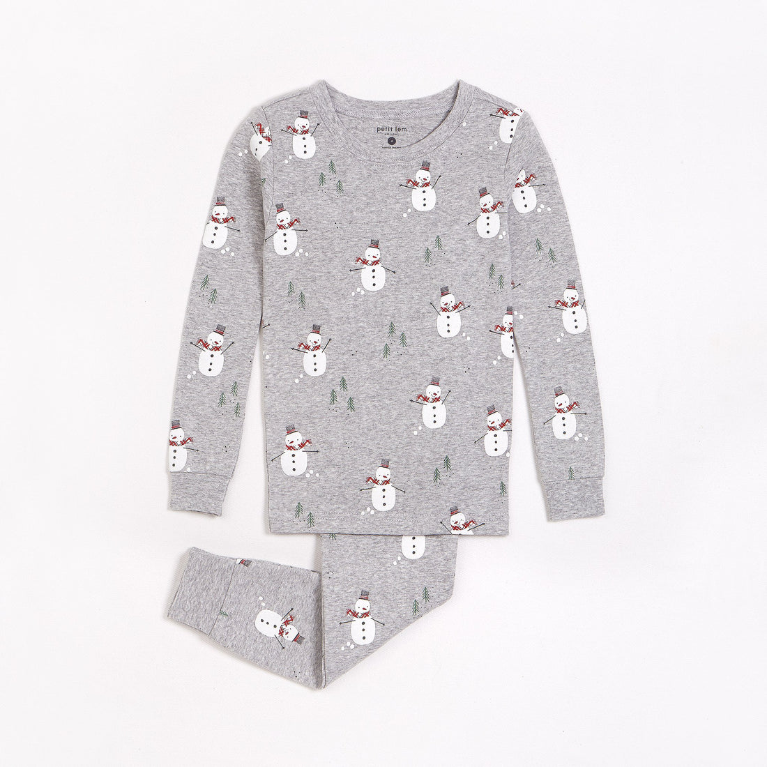 Merry Snowmen Print on Heather Grey PJ Set (2 pcs.)