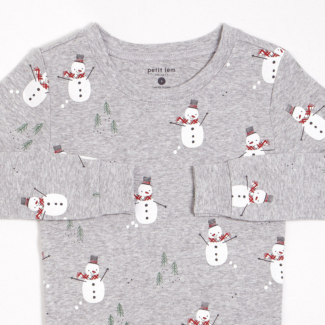 Merry Snowmen Print on Heather Grey PJ Set (2 pcs.)
