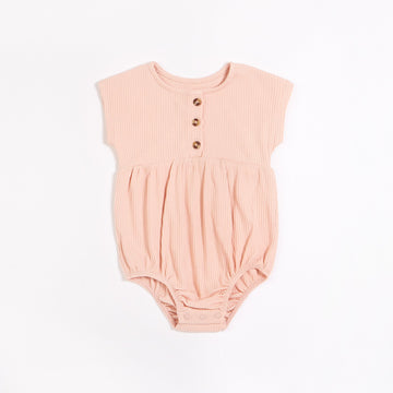 Ribbed Bubble Romper - Lt. Pink