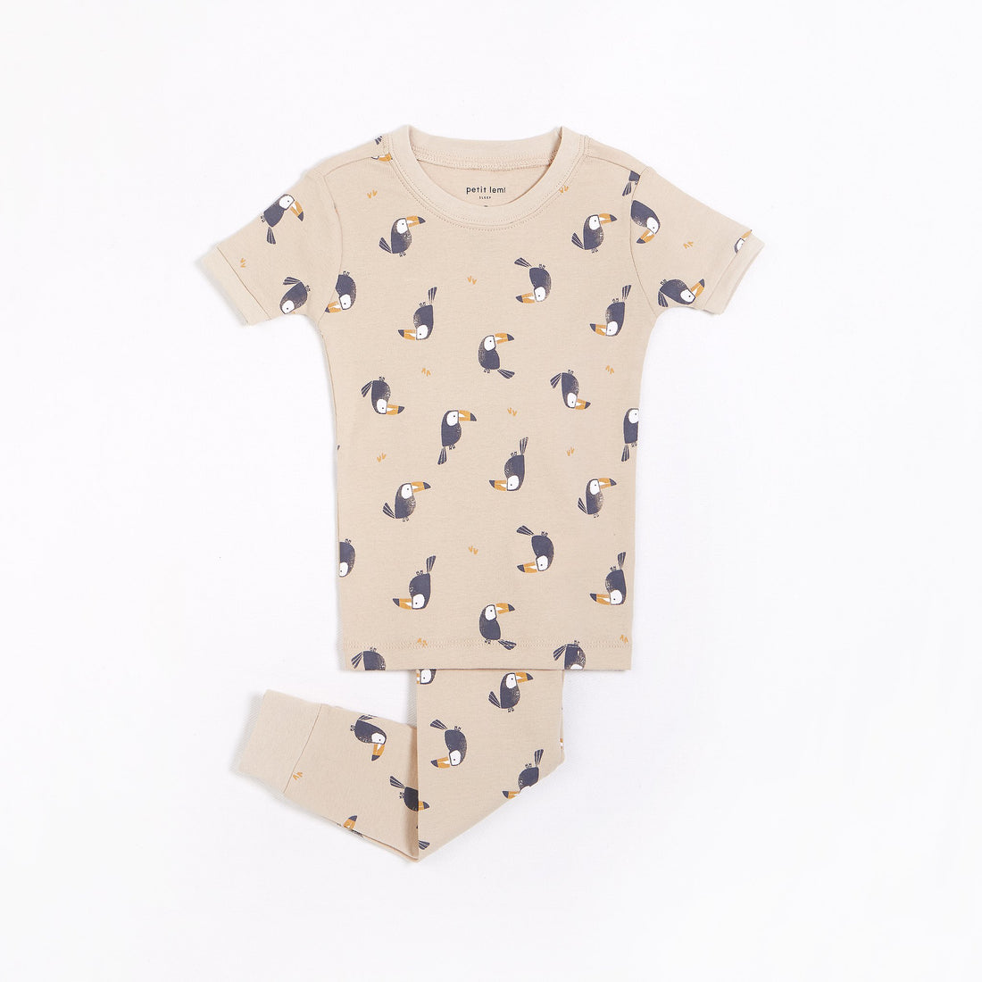 Toucan Print on Taupe Short-Sleeved PJ Set