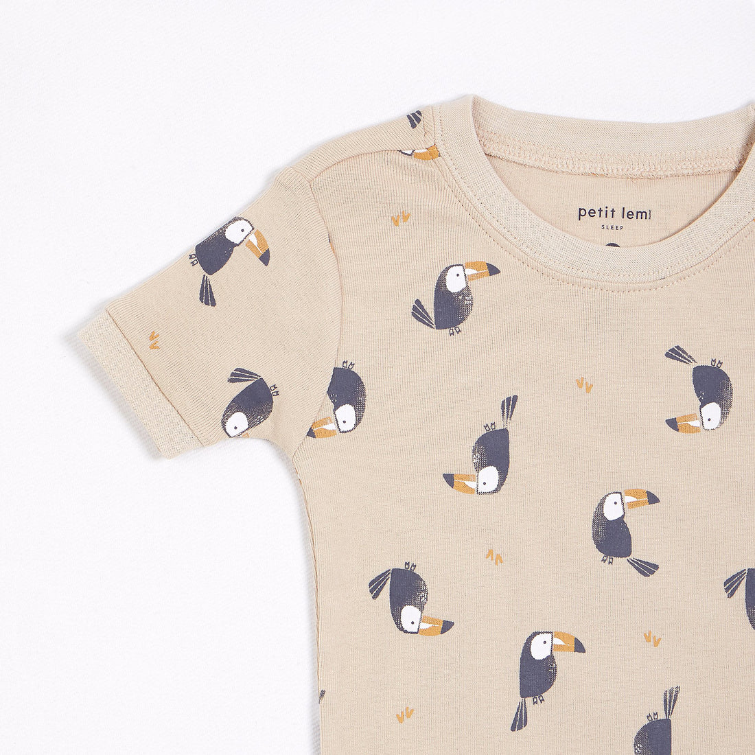 Toucan Print on Taupe Short-Sleeved PJ Set