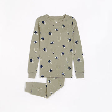 Grid Iron Print on Forest Sage PJ Set