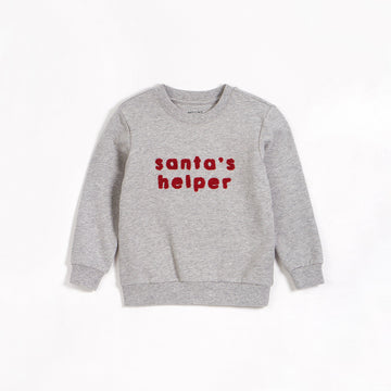 Santa's Helper on Heather Grey Fleece Sweatshirt