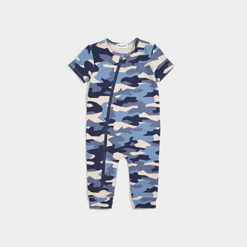 Vintage Blue Camo Print Playsuit