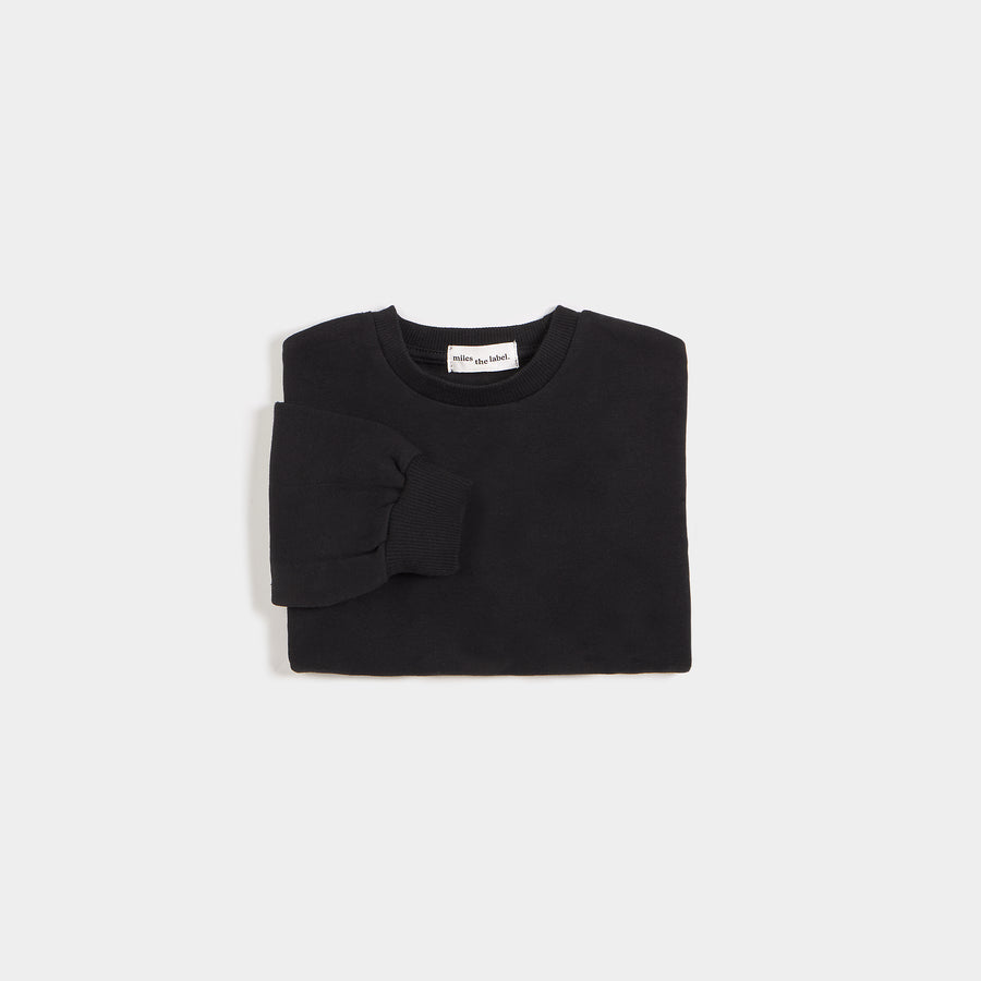 "Miles Basics" Pure Black Puff Sweatshirt