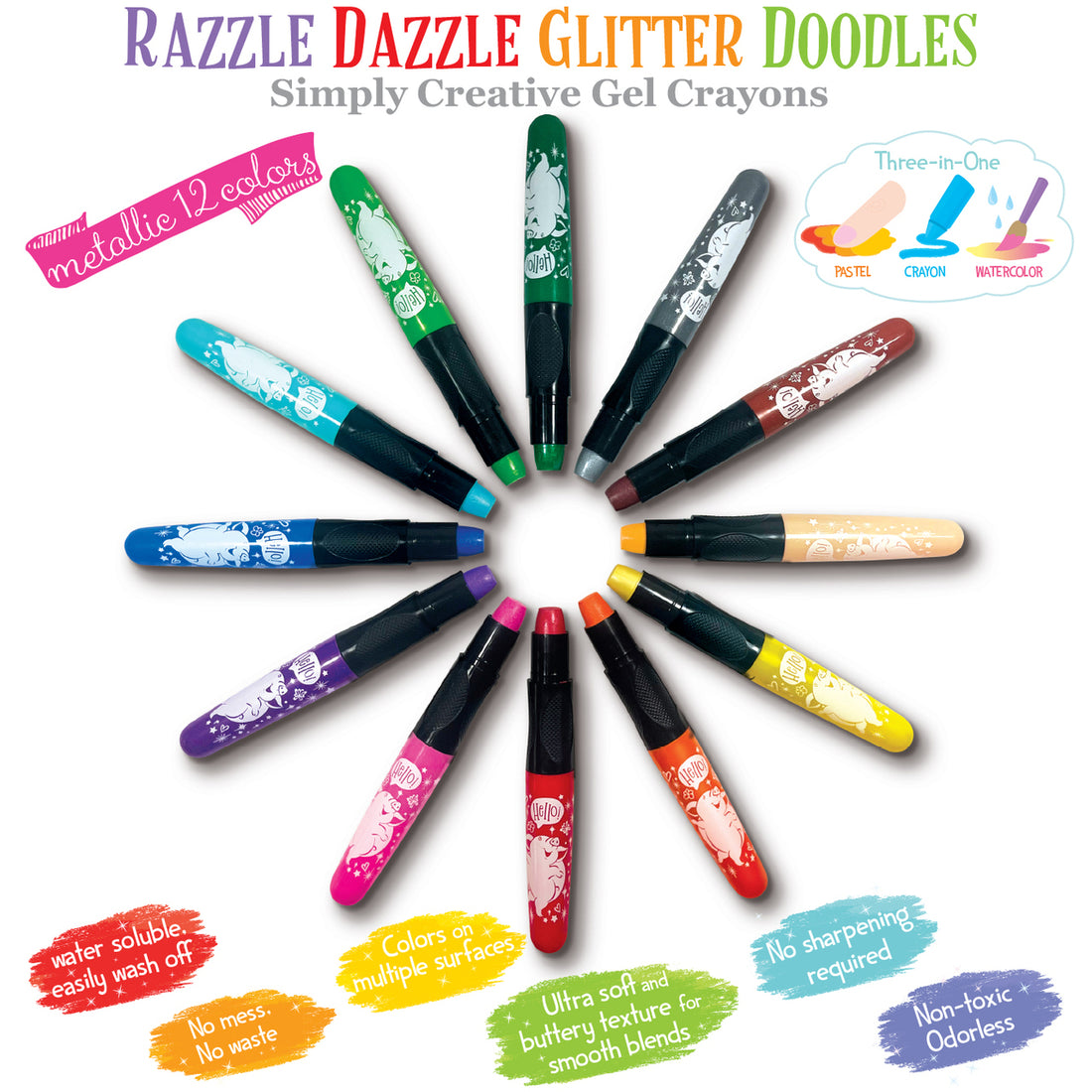 Glitter Doodle Gel Crayons- Mermaid Shimmer