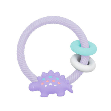 Ritzy Rattle Silicone Teether Rattle | Lilac Dino