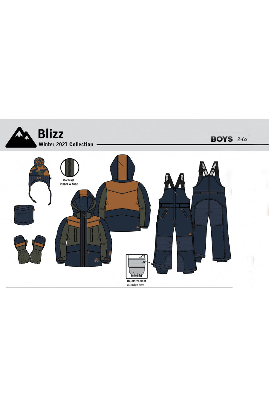 Blizz Snowsuit Set - Mustard/Olive/Navy