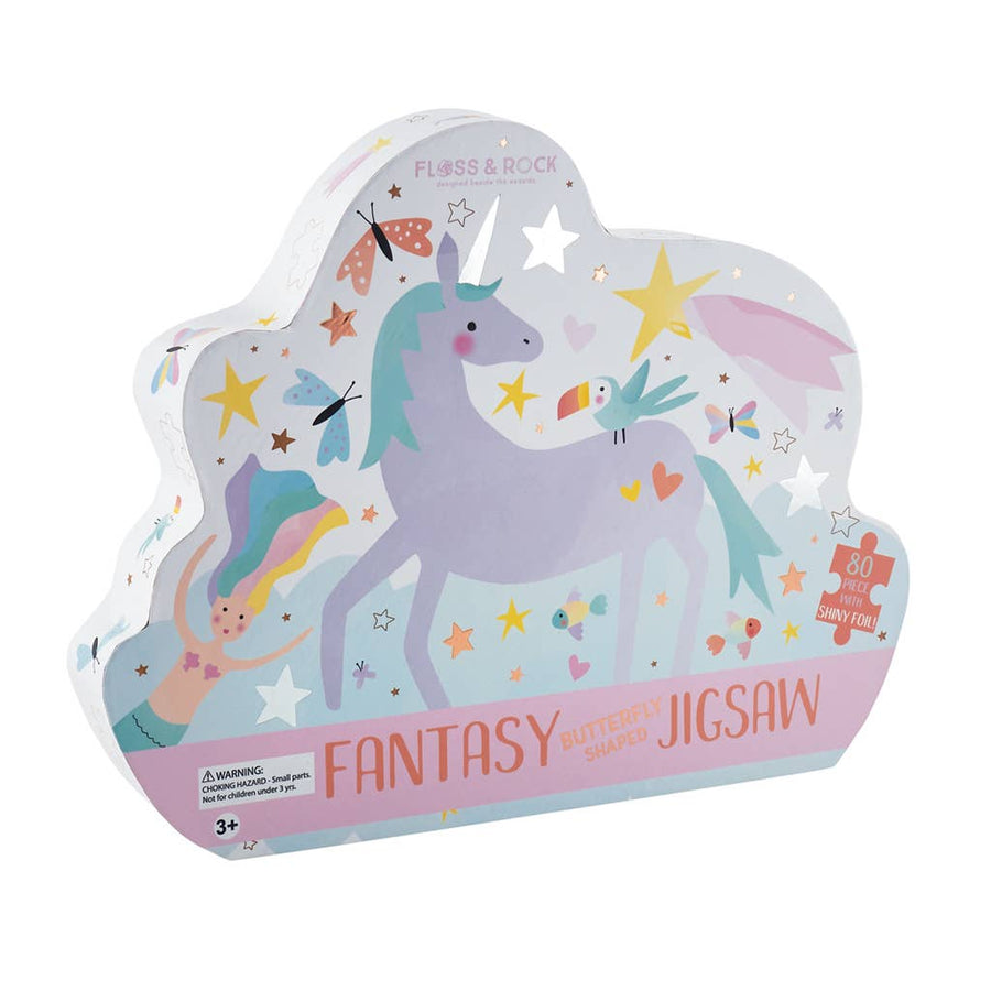 80 PIECE " BUTTERFLY" SHAPED JIGSAW WITH SHAPED BOX - FANTASY