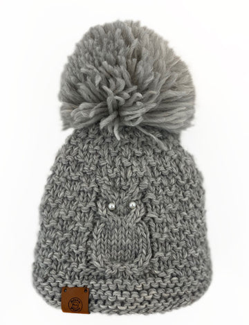 HAND KNIT WOOL WINTER HAT | GREY