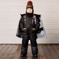 Two Piece Snowsuit Colorblock Black and Textured Gray