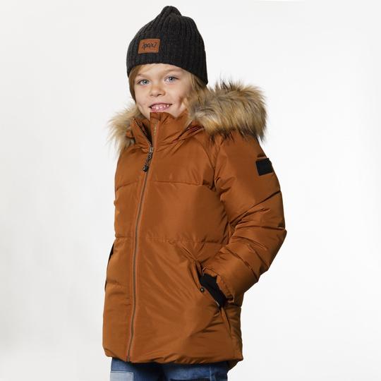 Brown Hooded Faux-Fur Winter Puffer Parka