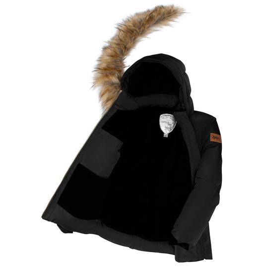 Black Hooded Faux-Fur Winter Puffer Parka