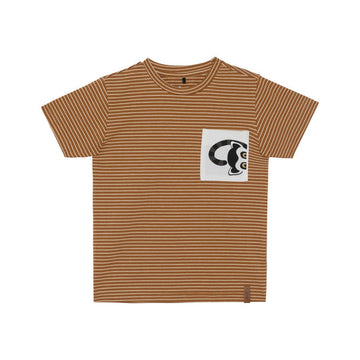 Jersey Top With Print Stripe Brown