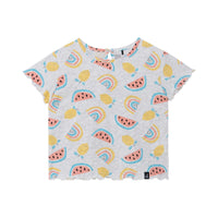 Printed T-Shirt With Back K-Hole, AOP Citrus Rainbow