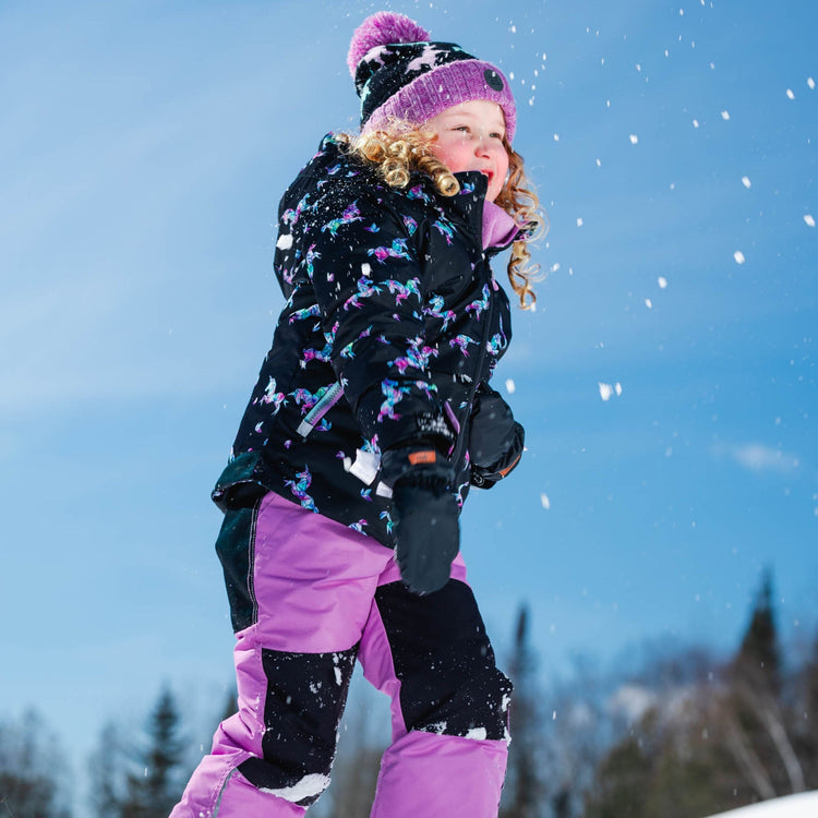 Printed Unicorns Two Piece Snowsuit Black And Lilac