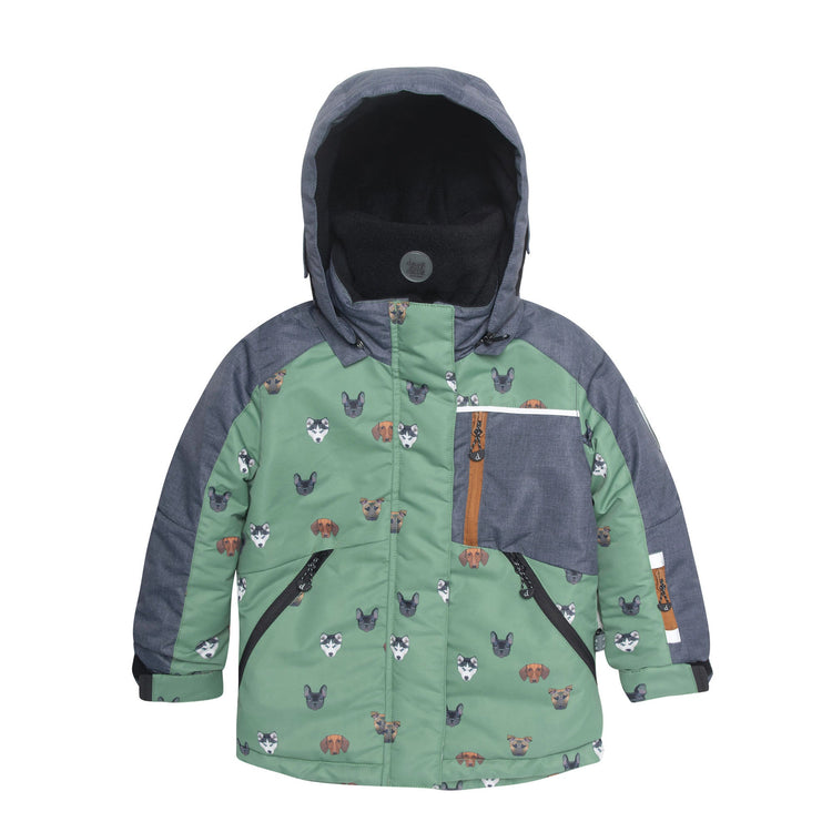 Printed Little Dogs Two Piece Snowsuit Green And Brown