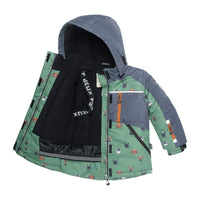 Printed Little Dogs Two Piece Snowsuit Green And Brown