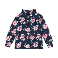 Two Piece Thermal Underwear Navy With Printed Roses