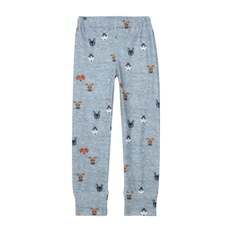 Two Piece Thermal Underwear Grey Mix With Printed Little Dogs