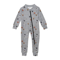 One Piece Thermal Underwear Grey Mix With Printed Little Dogs