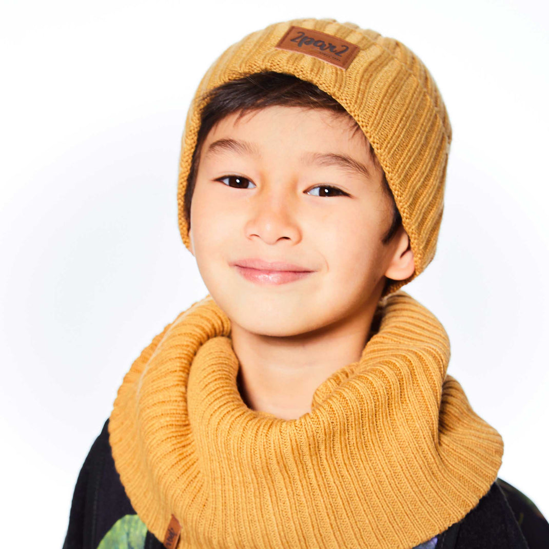 Knit Hat Brown-Yellow