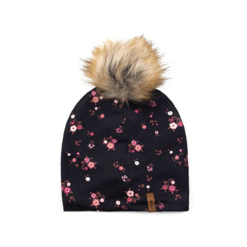 Jersey Hat With Printed Flowers Peach Pink And Black