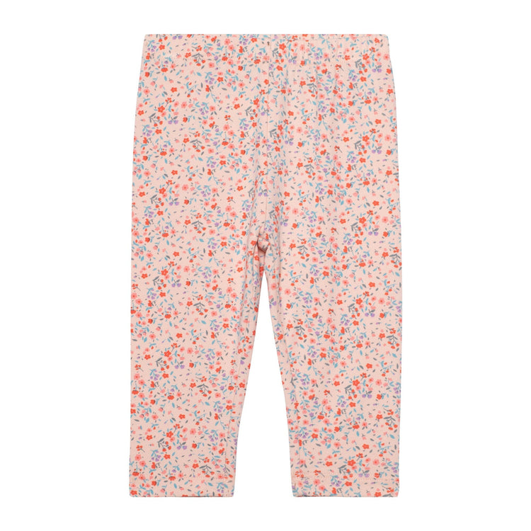 Organic Cotton Printed Tunic & Leggings Set Peach & Pink Little Flowers