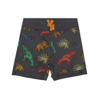 Printed French Terry Short Charcoal Grey Multicolor Dinosaurs