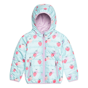 Printed Spring Puffer Jacket Turquoise Strawberry