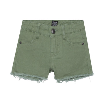 Colored Denim Short With Fringe, Khaki