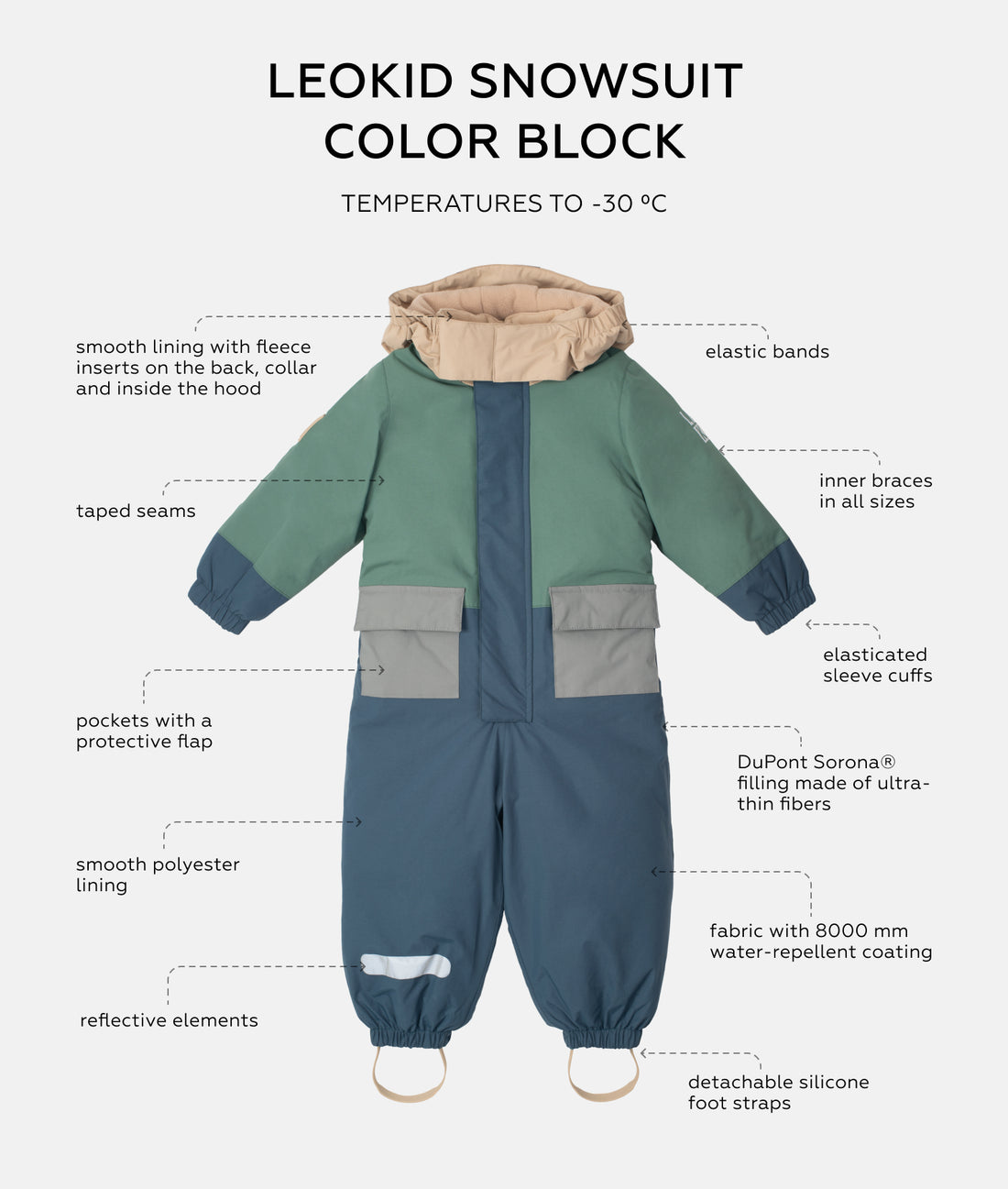 Leokid Snowsuit Color Block "Blue Shade"