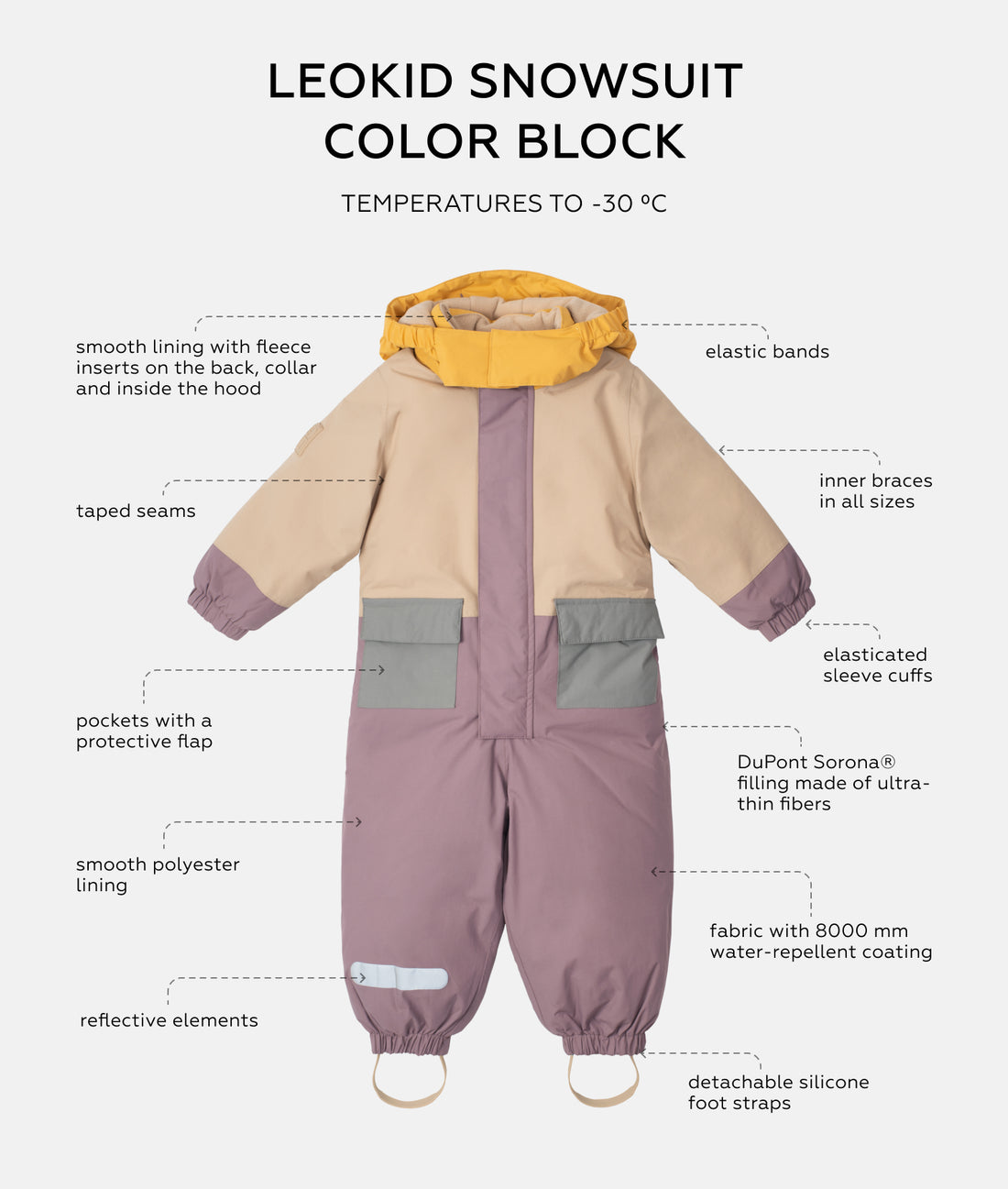 Leokid Snowsuit Color Block "Aster Sand"