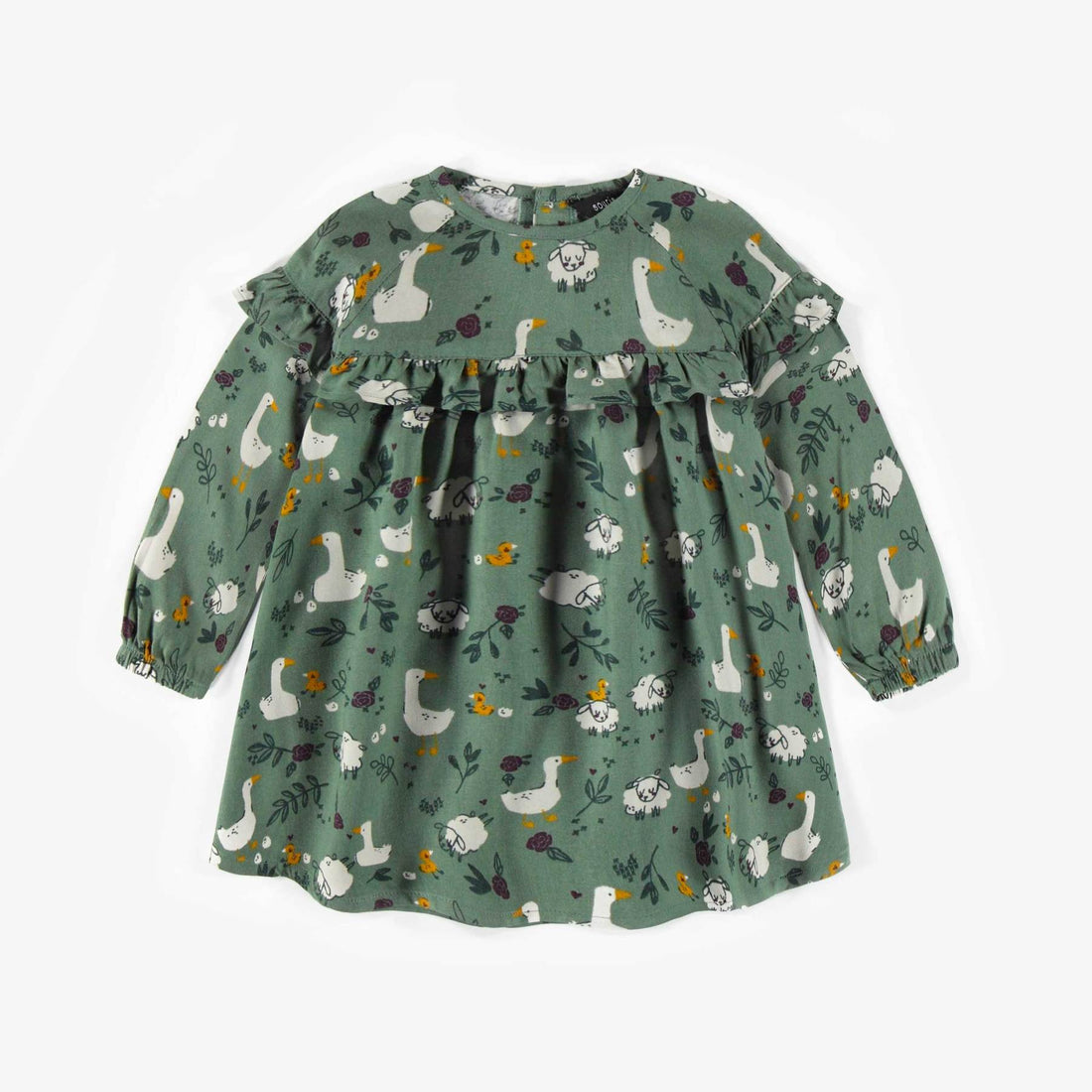 GREEN DRESS WITH FRILLS, BABY