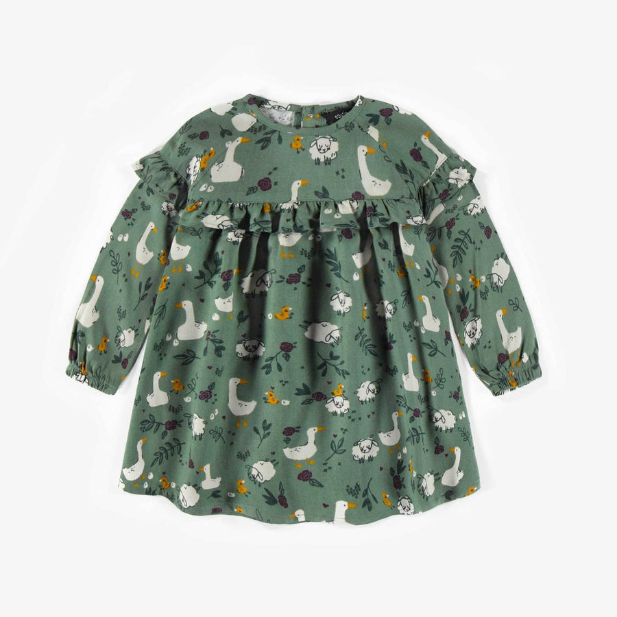 GREEN DRESS WITH FRILLS, BABY