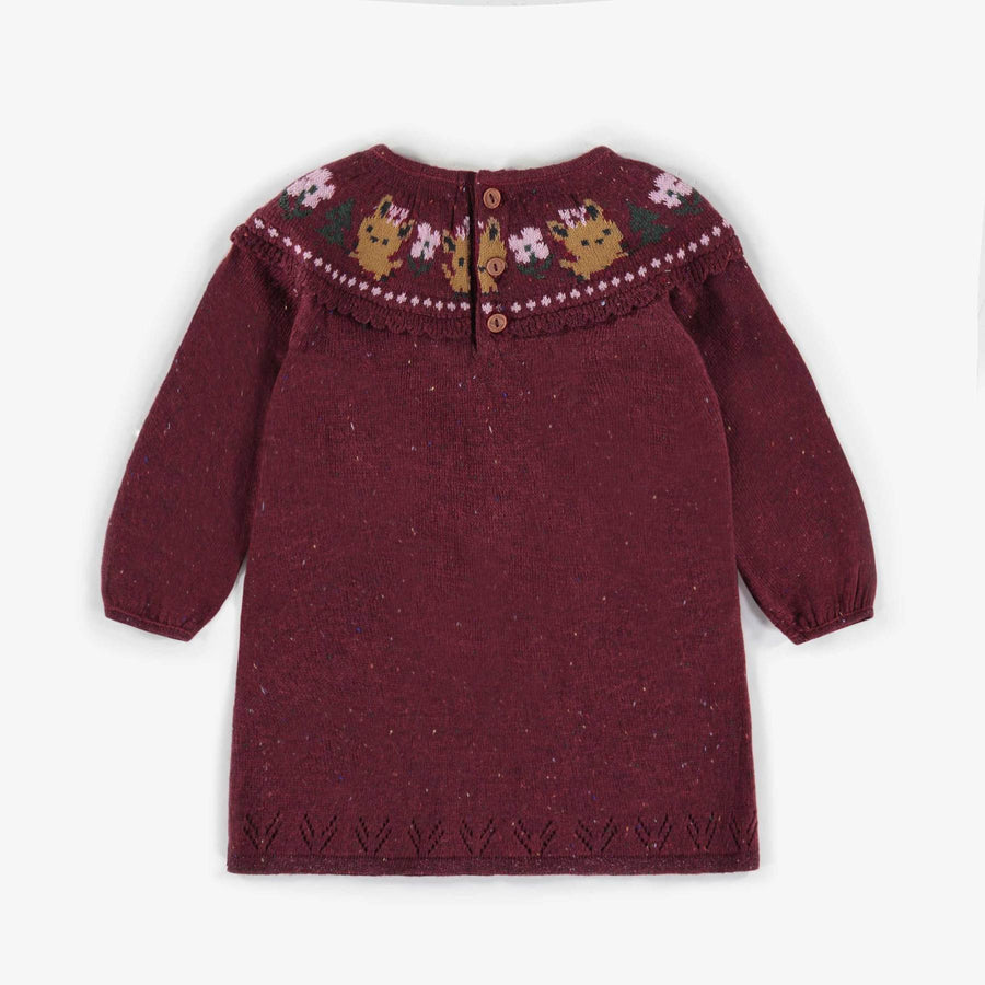 BURGUNDY KNITTED DRESS, BABY