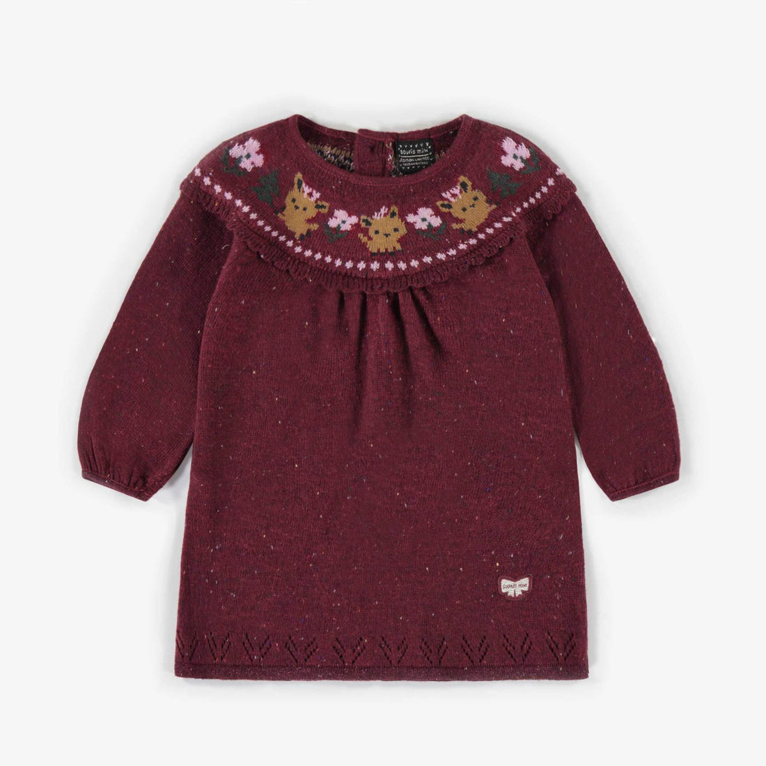 BURGUNDY KNITTED DRESS, BABY