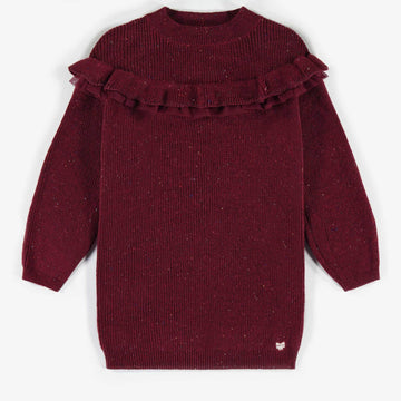 BURGUNDY KNITTED TUNIC DRESS, CHILD