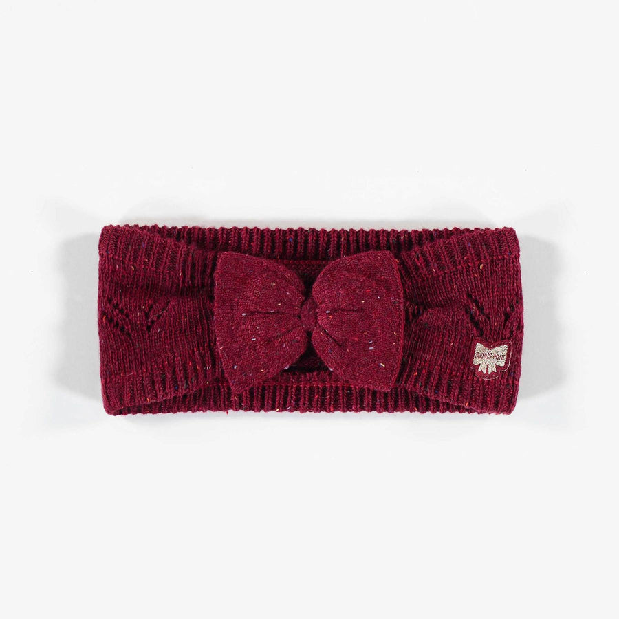 BURGUNDY KNITTED HEADBAND WITH BOW, CHILD