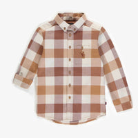 BROWN BRUSHED FLANNEL PLAID SHIRT, CHILD