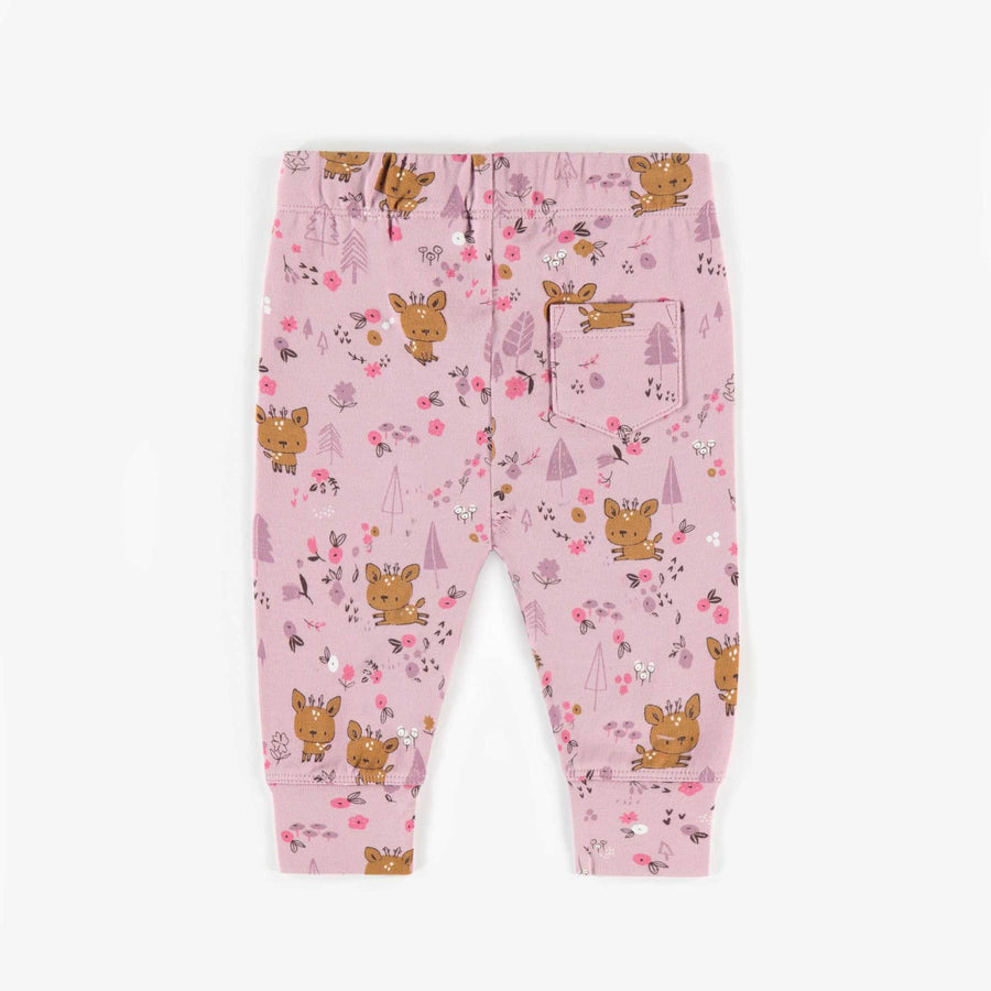 PINK PATTERNED PANTS IN ORGANIC COTTON, NEWBORN