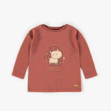 BROWN T-SHIRT IN ORGANIC COTTON, NEWBORN